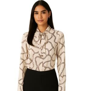 Veronica Beard Silk Creme Pussy Bow Blouse - Size 12